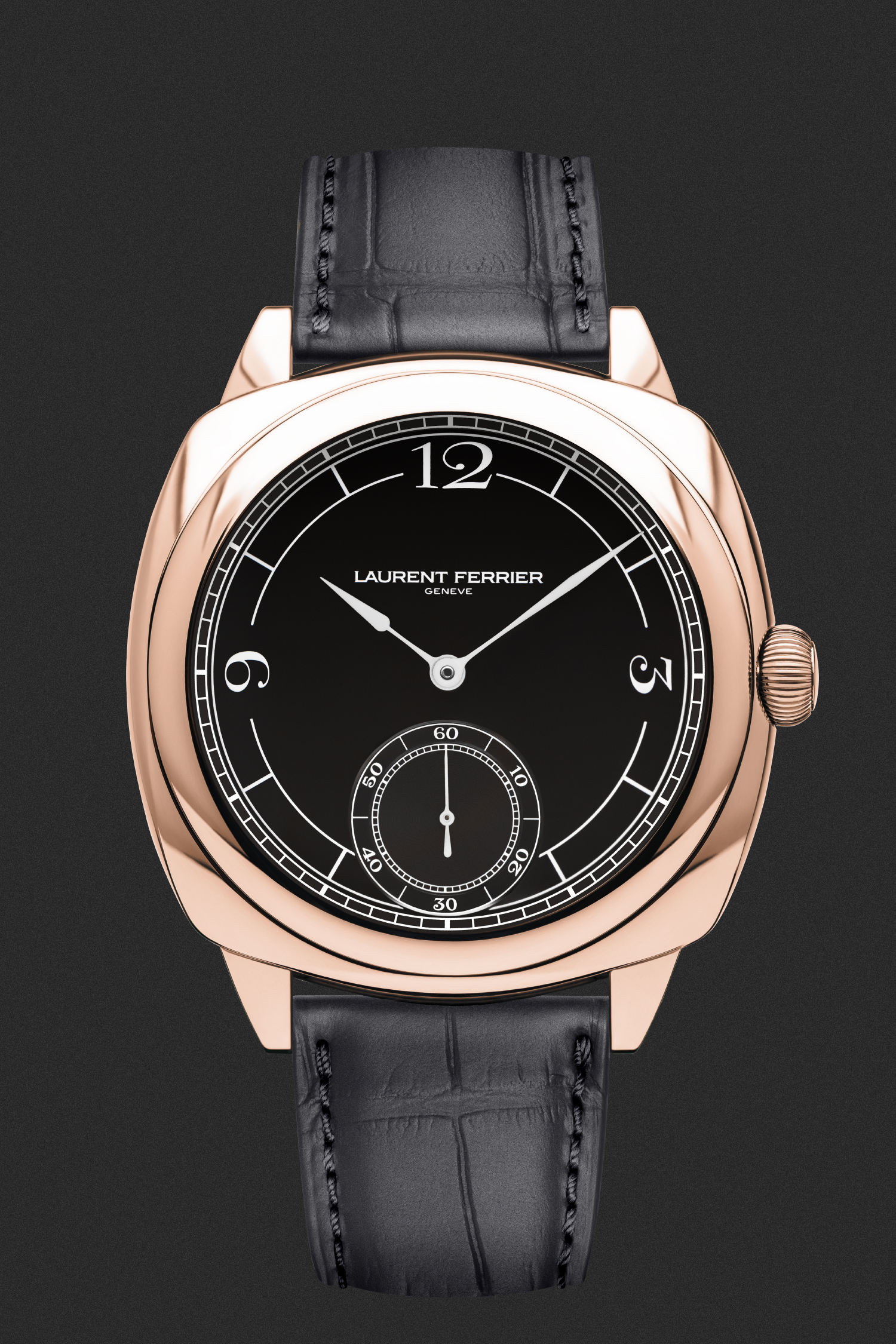 Laurent Ferrier Square Micro Rotor Retro Black Red Gold Case Watch LCF013.R5.N2W Front Soldat HD